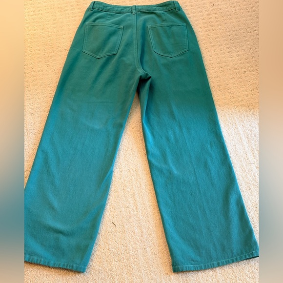 Cider Teal High Waisted Wide Leg Jeans - Picture 5 of 7